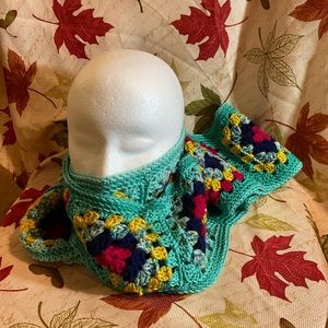 Hand Crocheted Women’s Vibrant XL Granny Square Scarf